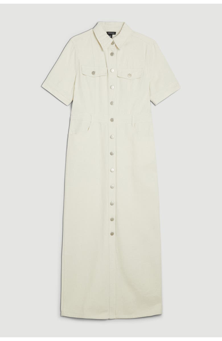 Karen Millen Denim Midi Shirt Dress, Alternate, color, Cream
