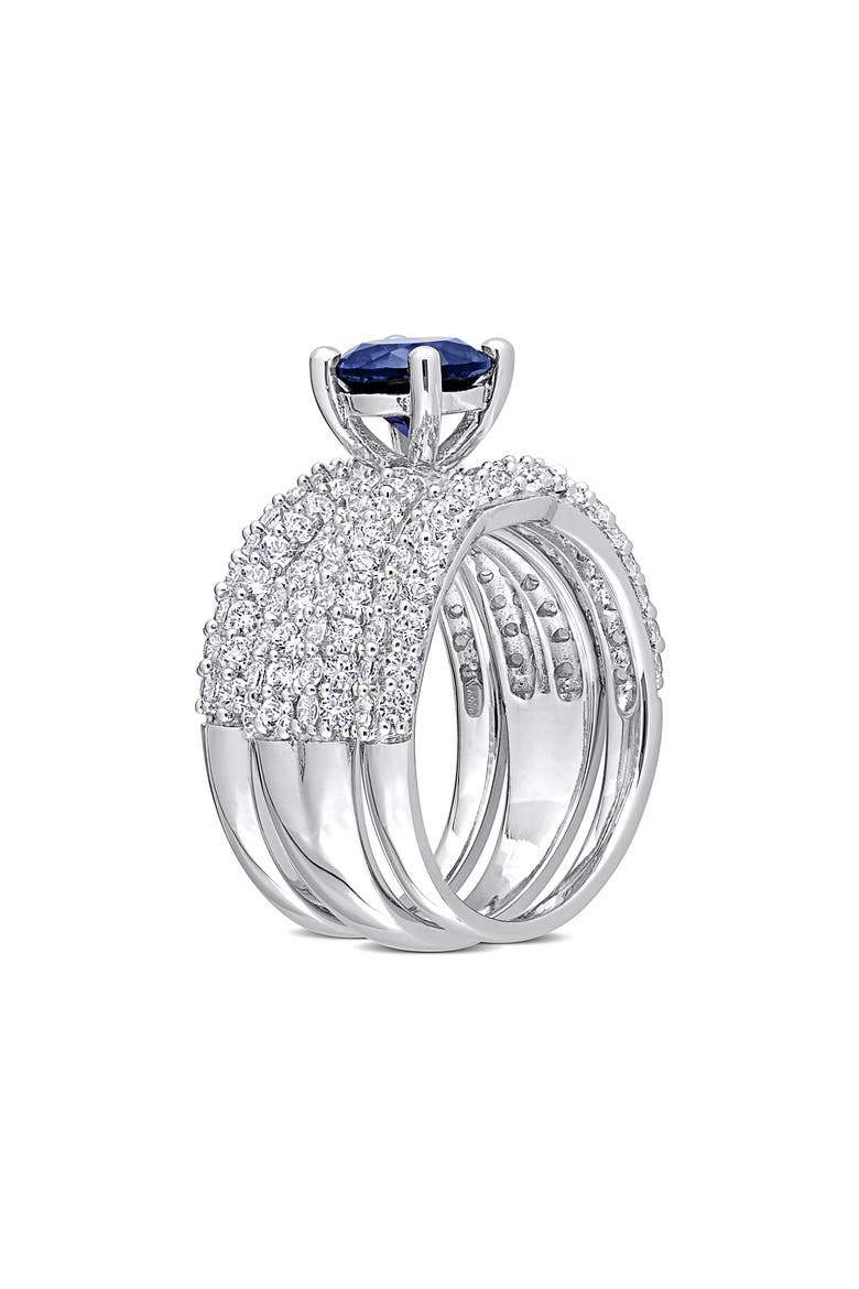 Set of 3 Sterling Silver Lab Grown Blue Sapphire & White Sapphire Stackable Rings, Alternate, color, BLUE