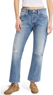 Good American Ripped Ankle Straight Leg Jeans