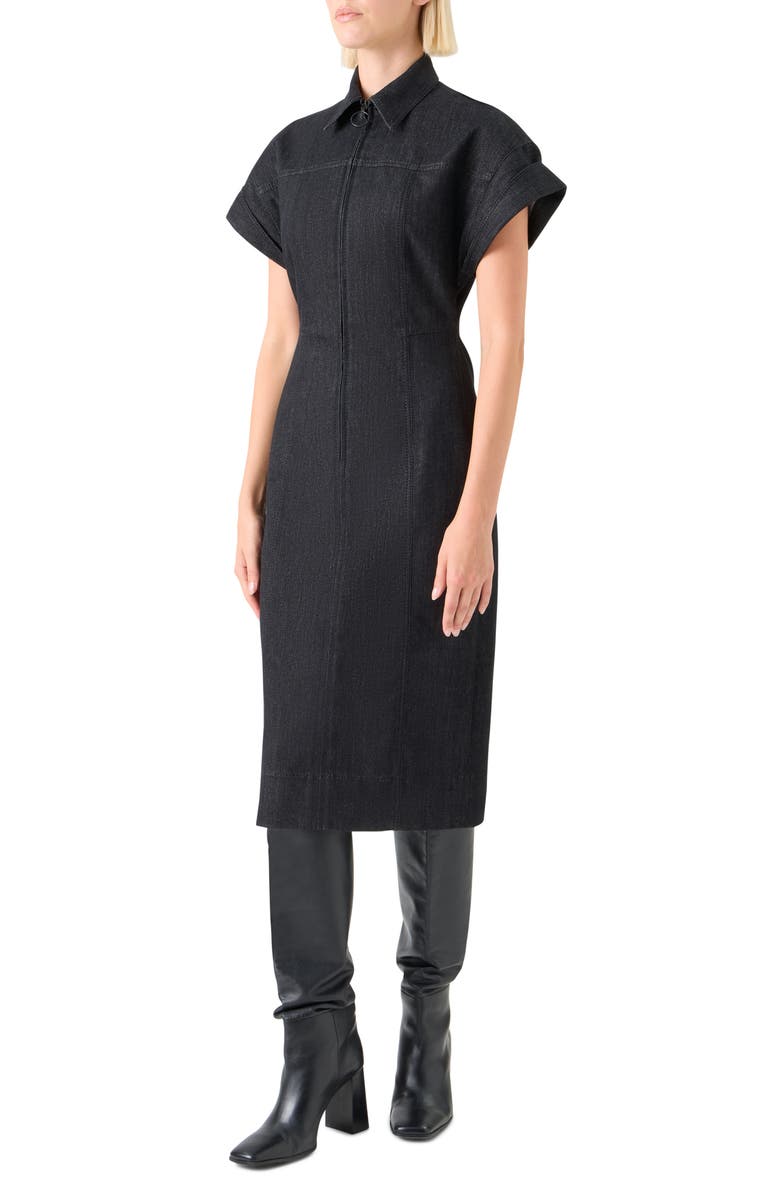 Akris punto Structured Stretch Denim Shirtdress, Alternate, color, Black Denim
