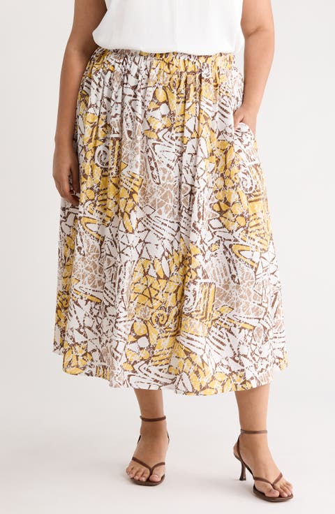 Pull-On A-Line Midi Skirt (Plus)