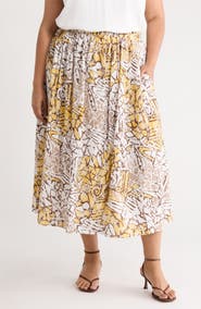 Renee C Pull-On A-Line Midi Skirt