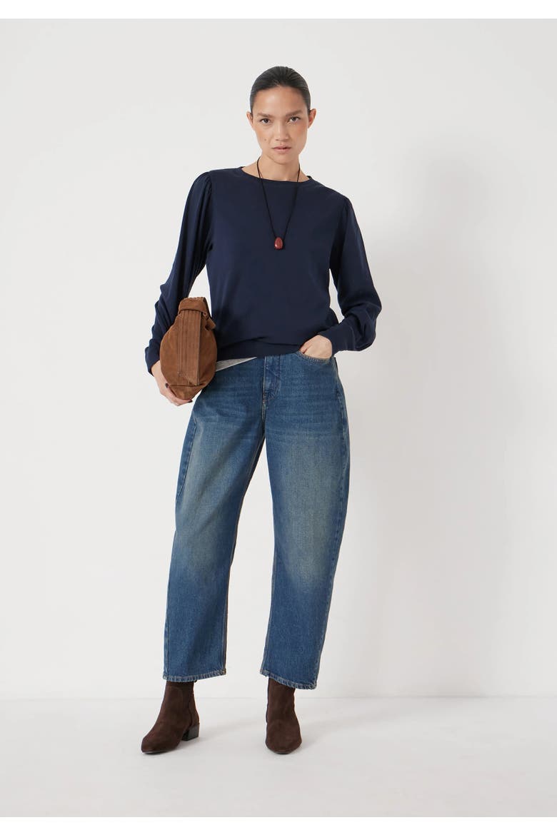 Emily Puff Sleeve Relaxed Top, Alternate, color, Dark Navy