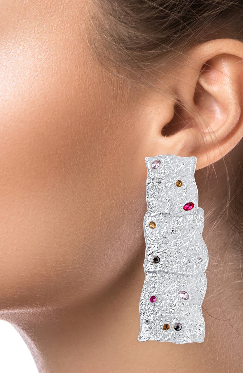 JARDIN Multicolor Crystal Waterfall Statement Earrings, Alternate, color, Multi/ Silver