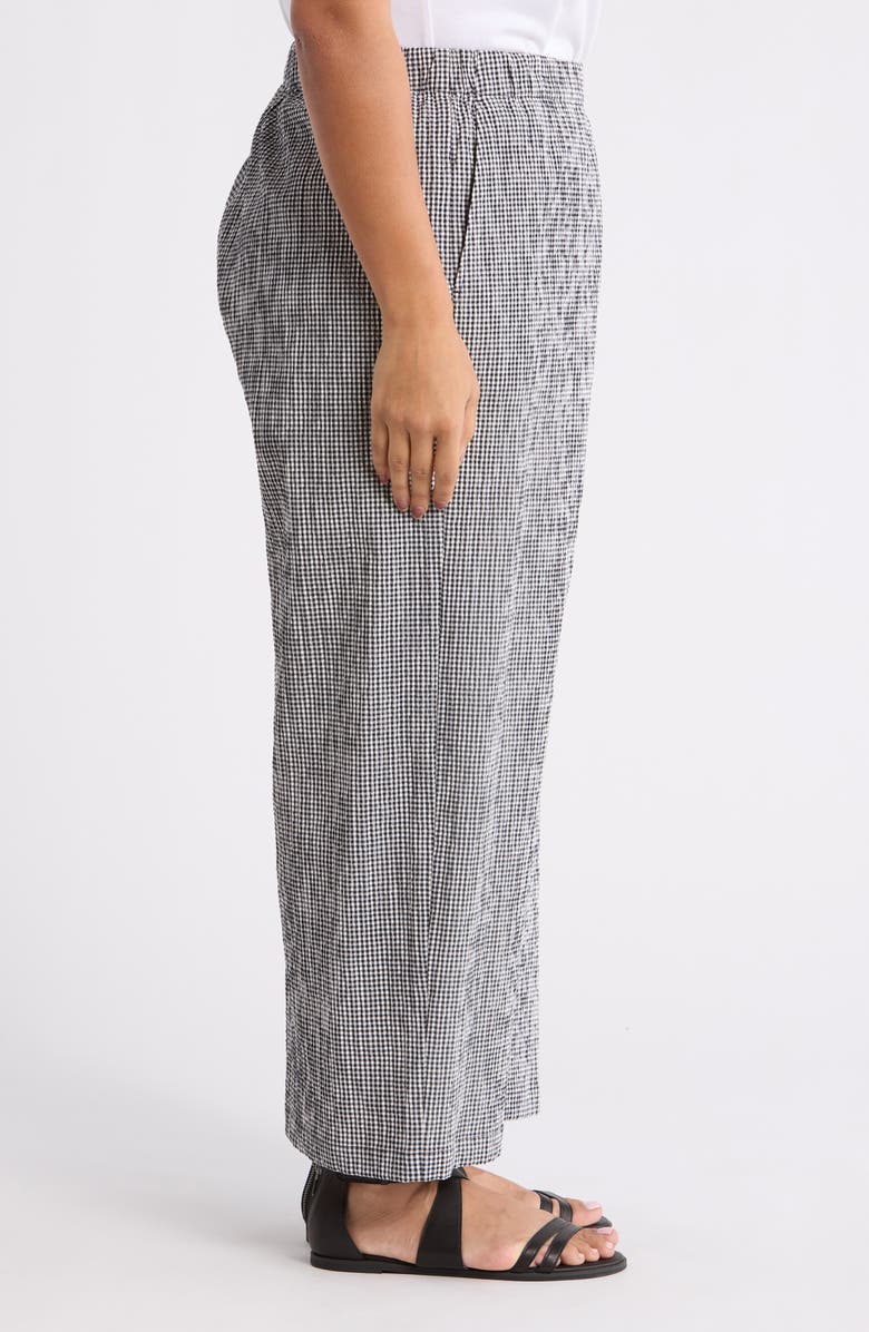 Eileen Fisher Stretch Organic Cotton Ankle Wide Leg Pants, Alternate, color, Black/ White