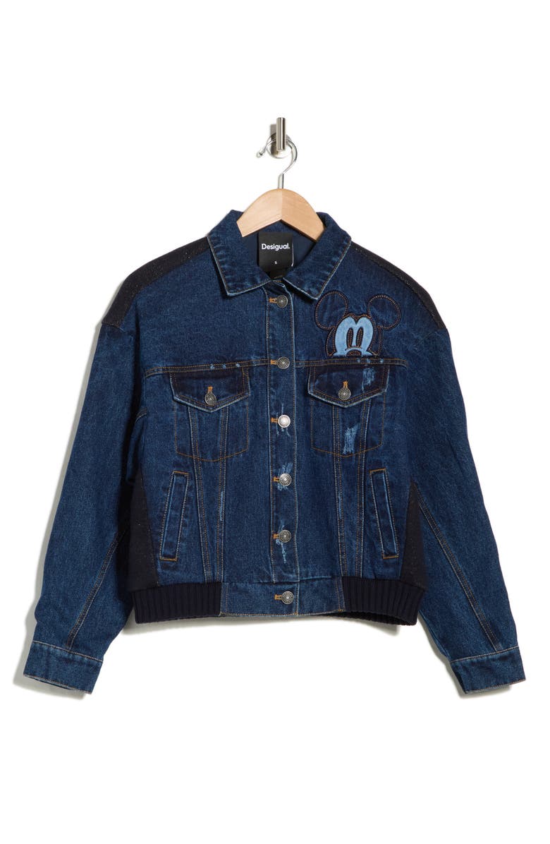 Desigual Mickey Mouse Denim Trucker Jacket, Alternate, color, 