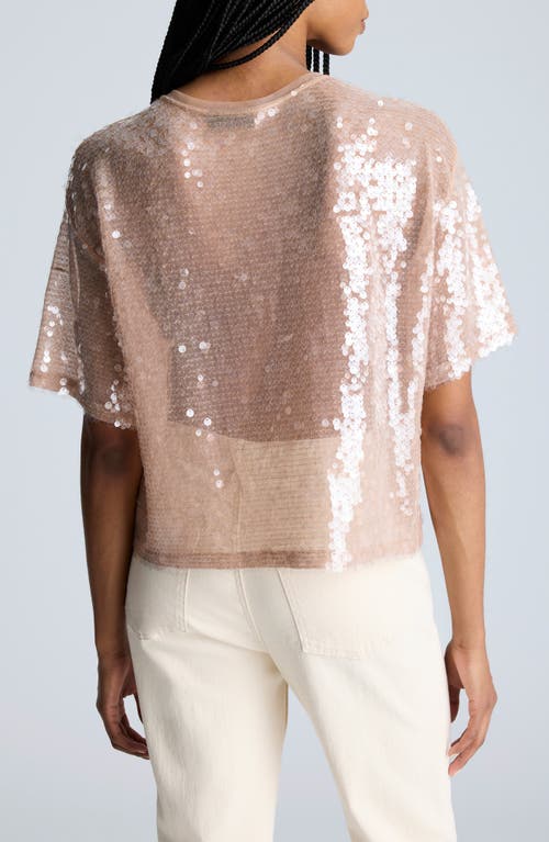 Kenneth Cole Oversized Sequin Drop Shoulder T-shirt In Dark Honey