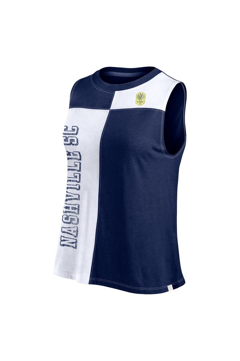Women's Fanatics Branded Navy Nashville SC Script Colorblock Tank Top, Alternate, color, Navy