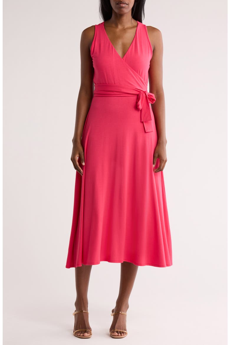 Wrap Midi Dress, Main, color, PINK POLISH