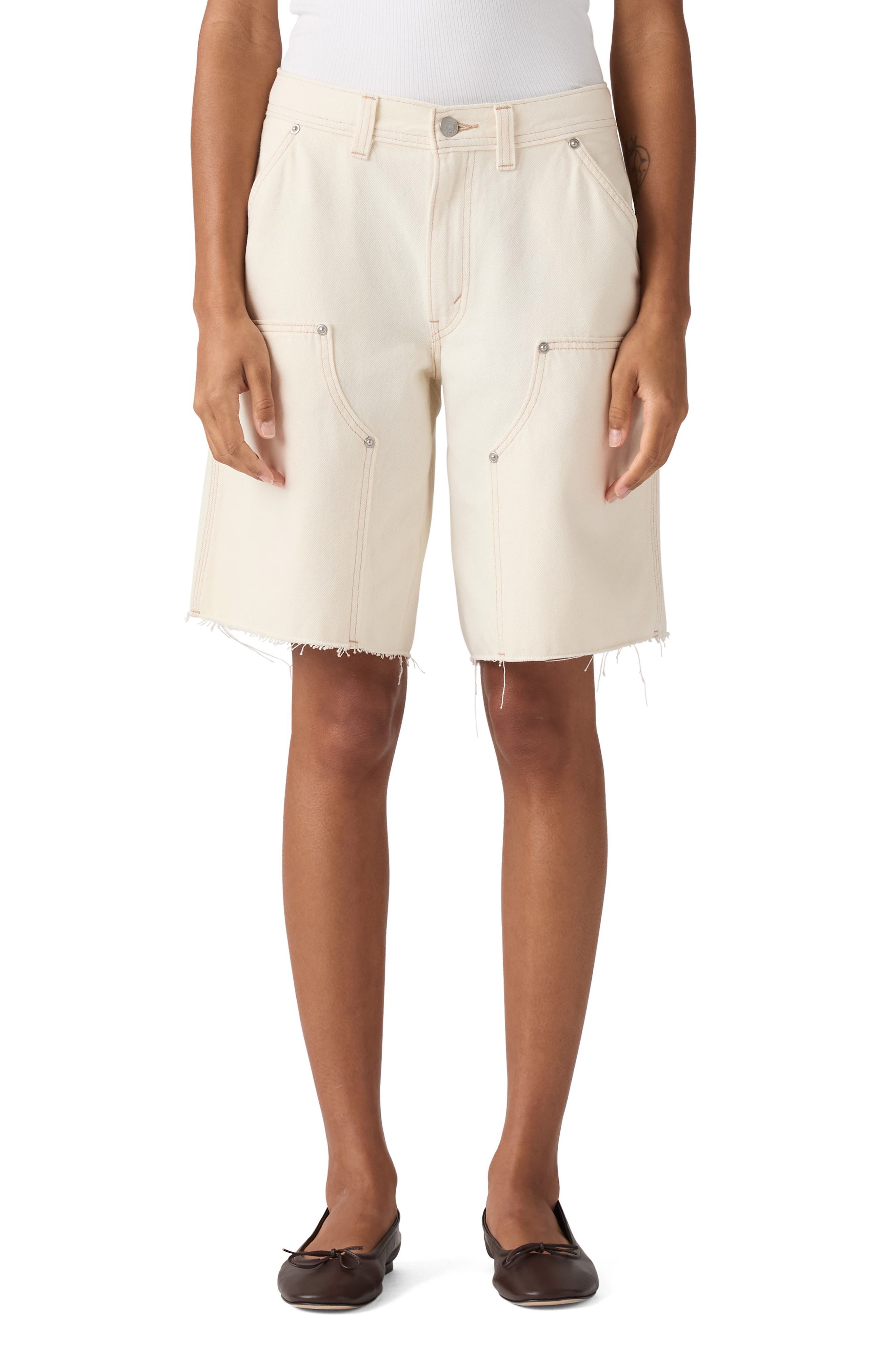 Baggy Dad Raw Hem Utility Shorts