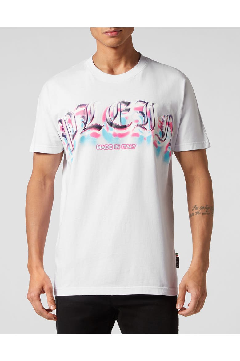 T-Shirt Round Neck Gothic Plein Men, Main, color, white
