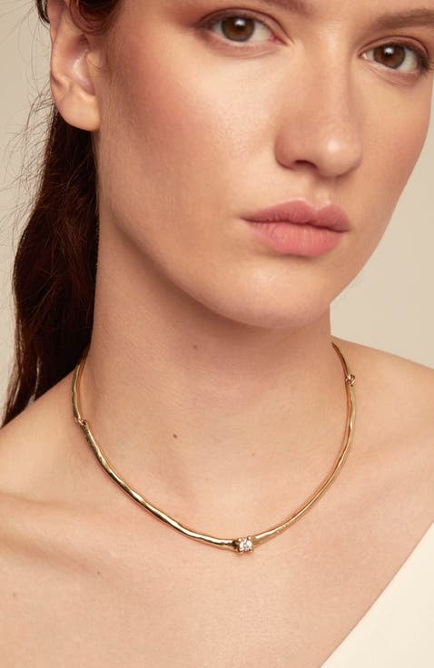 Rigid Necklace with White Zircon
