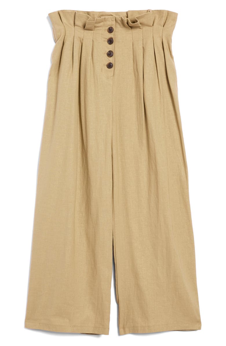 Topshop Button Wide Leg Crop Trousers, Alternate, color, 