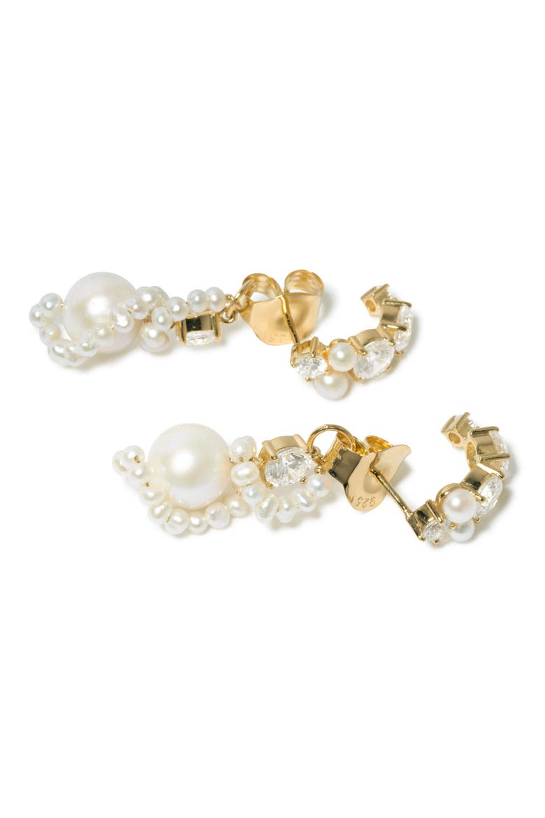 Freshwater Pearl & Cubic Zirconia Drop Earrings, Alternate, color, GOLD