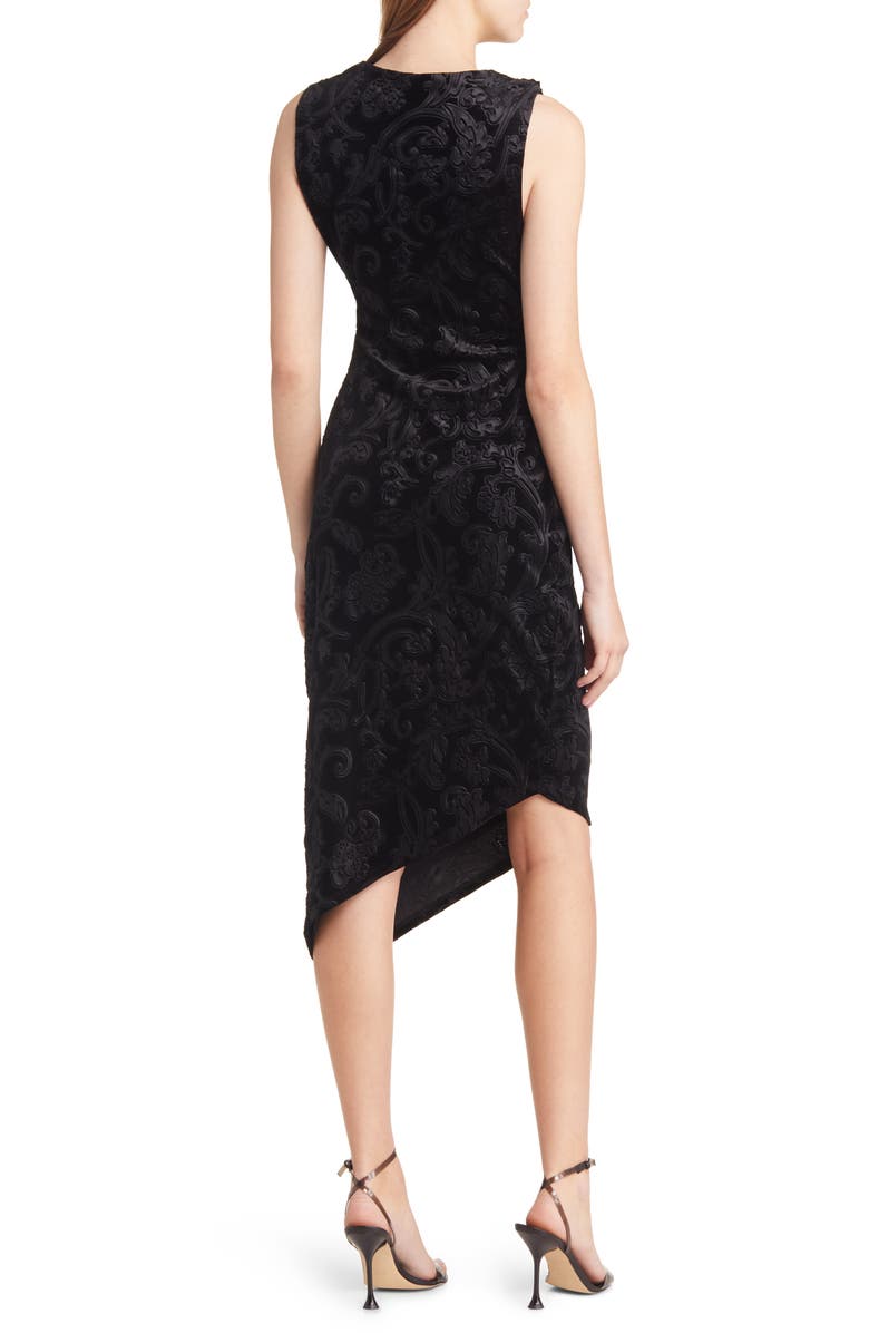 Charles Henry Ruched Velvet Midi Dress, Alternate, color,
