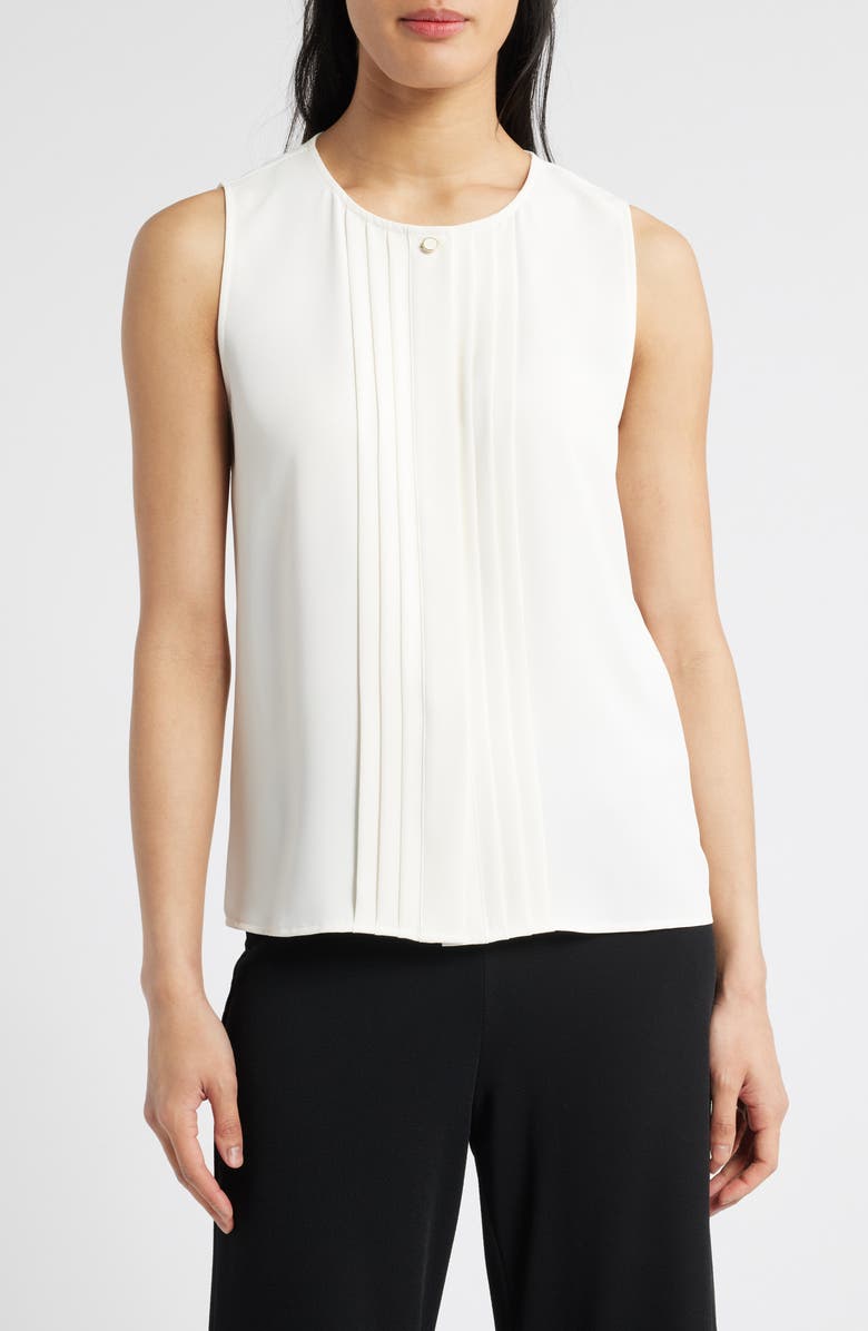 Anne Klein Pleated Sleeveless Top, Main, color, 