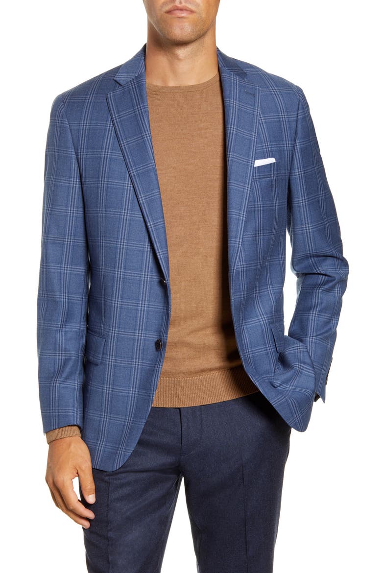 Classic Fit Plaid Wool Sport Coat, Main, color, LIGHT BLUE