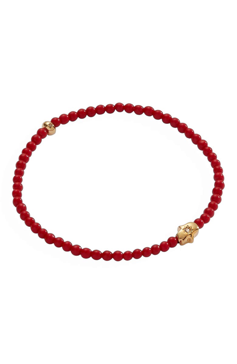 Alex and Ani Hamsa Coral Mini Stretch Bracelet, Main, color, Coral