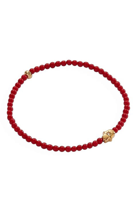 Hamsa Coral Mini Stretch Bracelet