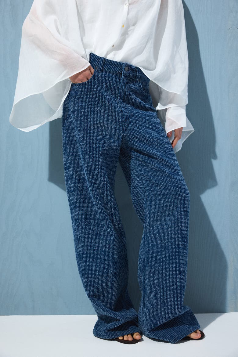 Bouclé Bootcut High Waist Jeans, Alternate, color, Denim blue