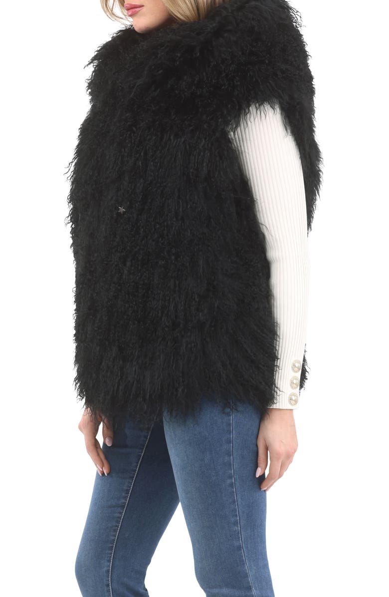 GORSKI Reversible Genuine Shearling Vest With Wool And Cashmere Blend Back, Alternate, color, Black/Black