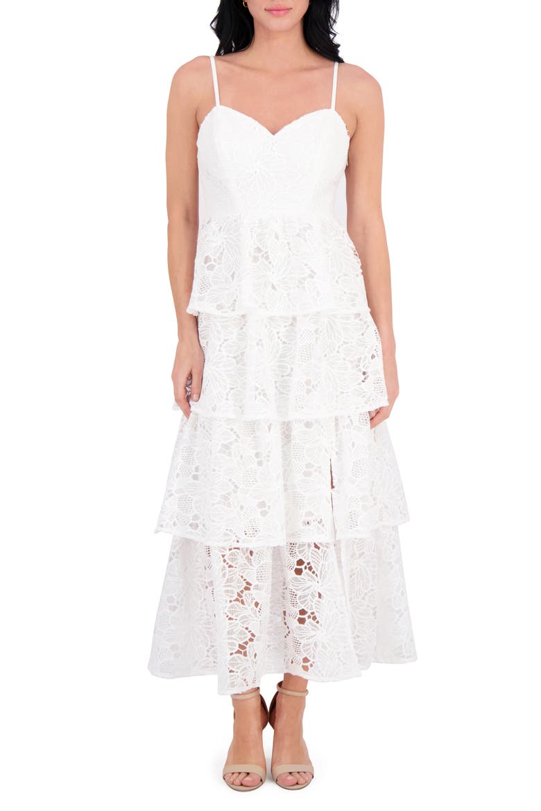 Embroidered Lace Maxi Dress, Main, color, WHITE