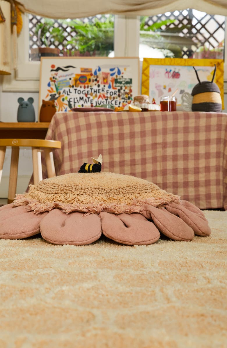 Lorena Canals Daisy & Detachable Bee Floor Cushion, Alternate, color, Blush