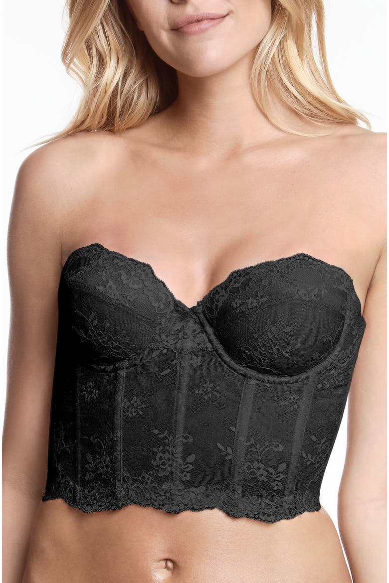 Tayler Lace Strapless Underwire Bustier, Main, color, Black