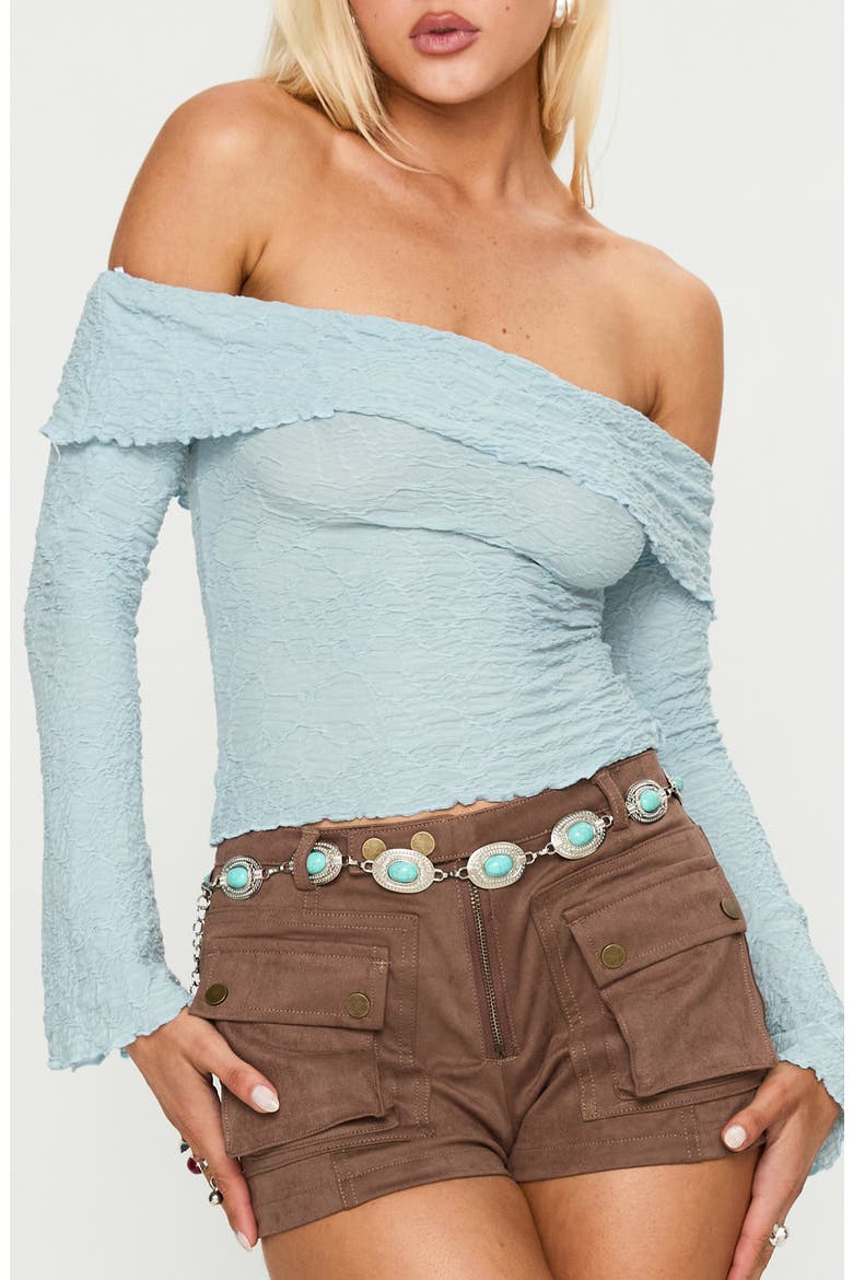 Back with Love Textured Off the Shoulder Long Sleeve Top, Main, color, BLUE