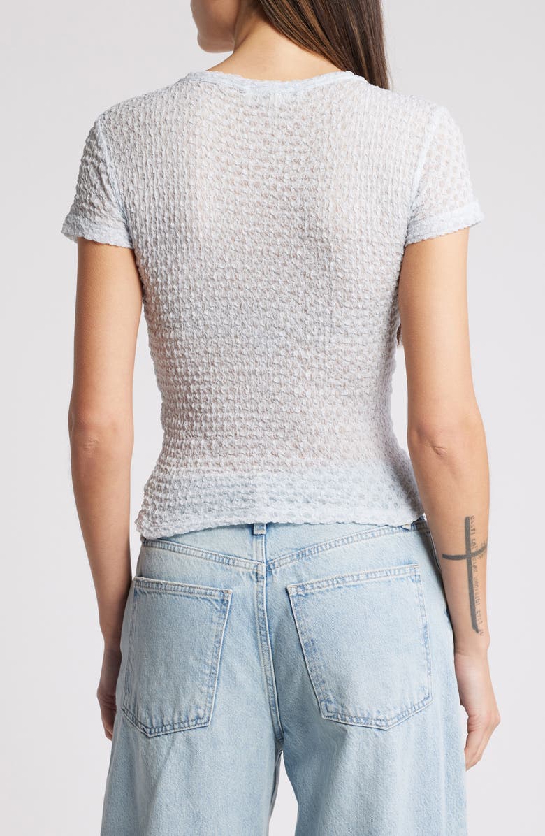 FRAME Textured Semisheer Mesh T-Shirt, Alternate, color, Denim Blue