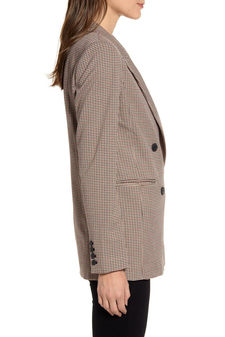 Double Breasted Plaid Blazer, Alternate, color, RED FIRE MINI PLAID