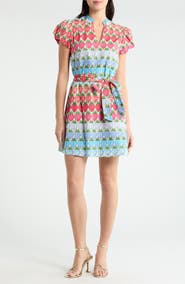 SUGARLIPS Berry Burst Orela Puff Sleeve Tie Belt Cotton Minidress
