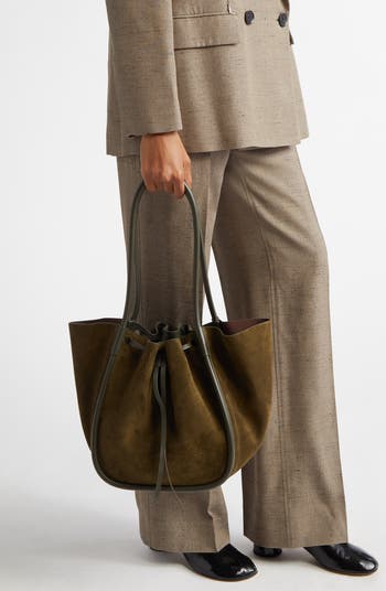 Large Ruched Suede Tote
