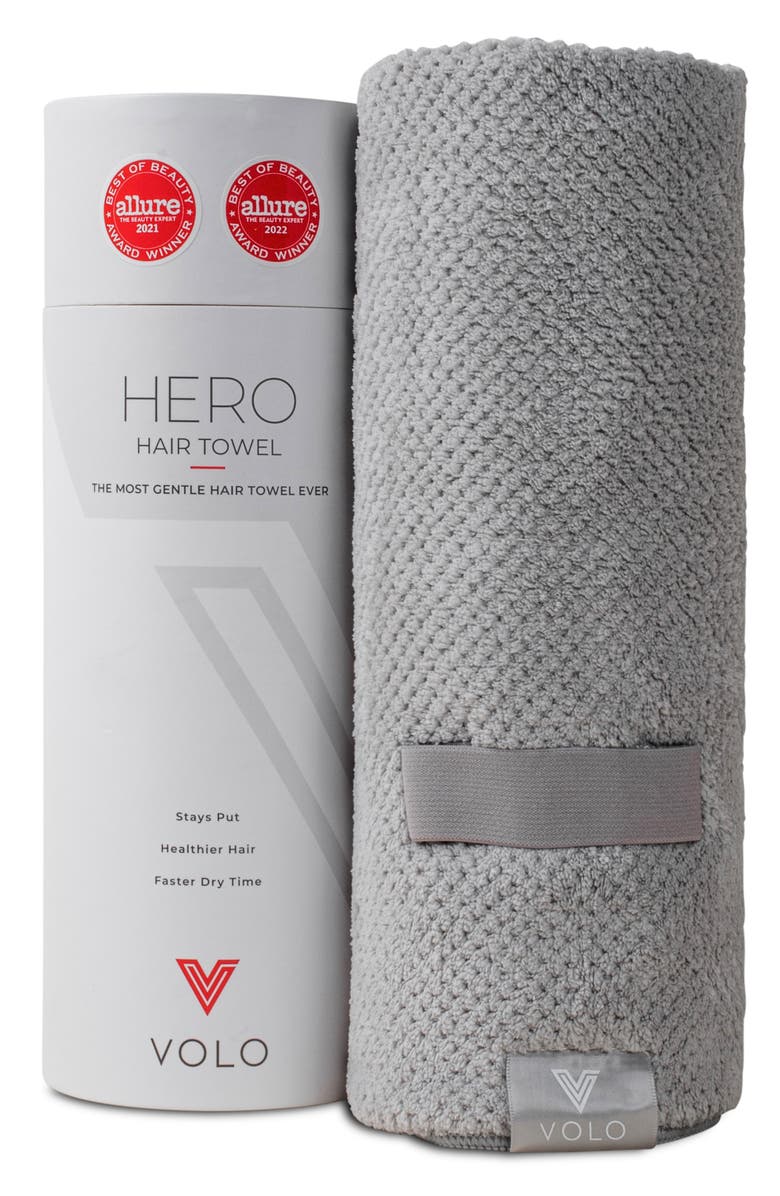 VOLO Hero Hair Towel, Alternate, color, Luna Gray