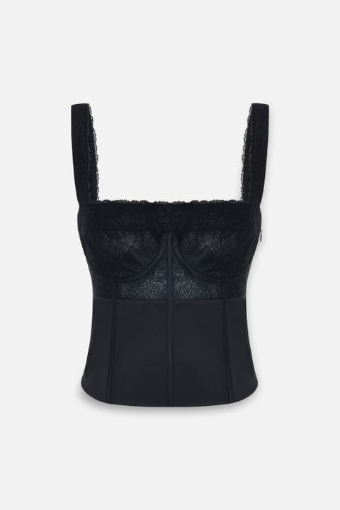 Daydreamers Satin Corset With Lace Detail