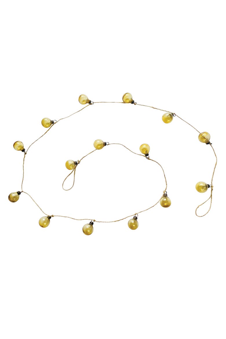 Hand-Blown Glass Ball Garland with Jute Cord, Main, color, Amber Color