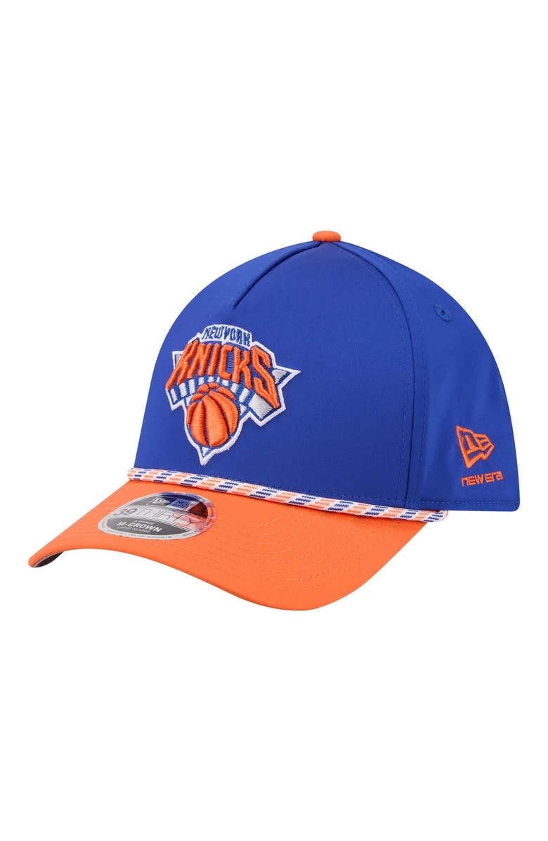 New Era Men's New Era Blue/Orange New York Knicks Rope Two-Tone M-Crown A-Frame 39THIRTY Flex Hat, Main, color, Blue