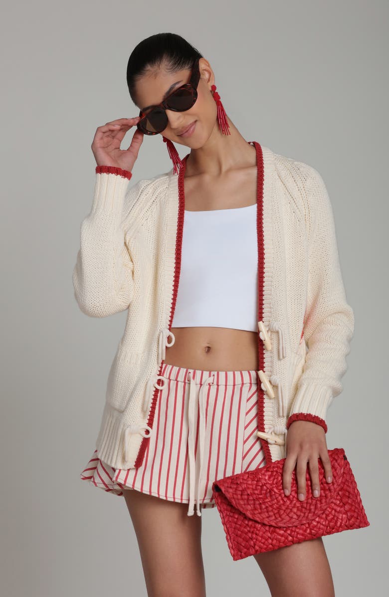 Avec Les Filles Intarsia Lobster Cardigan, Alternate, color, Ivory Multi