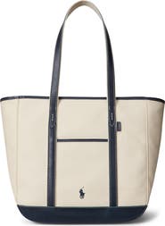 Polo Ralph Lauren Medium Canvas & Leather Tote
