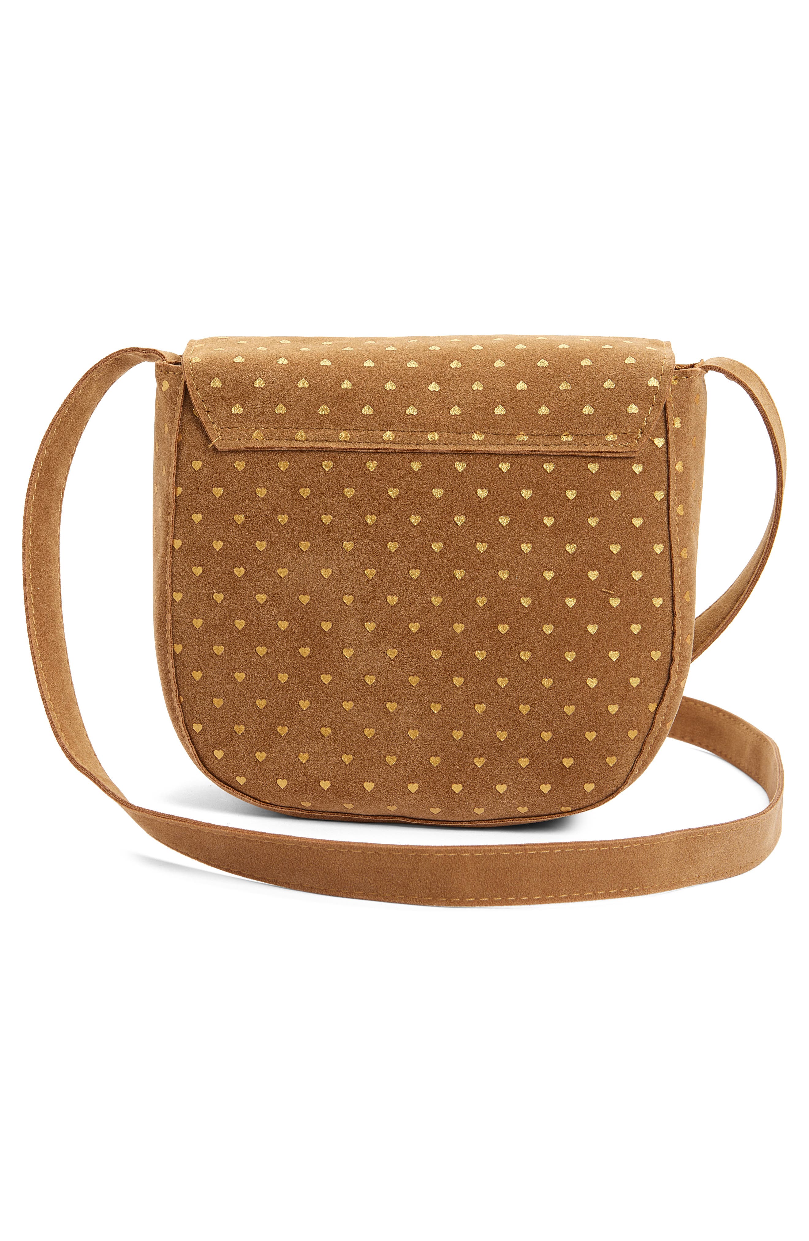 Piper & Jax Kids' Heart Print Faux Suede Bag, Alternate, color, Tan