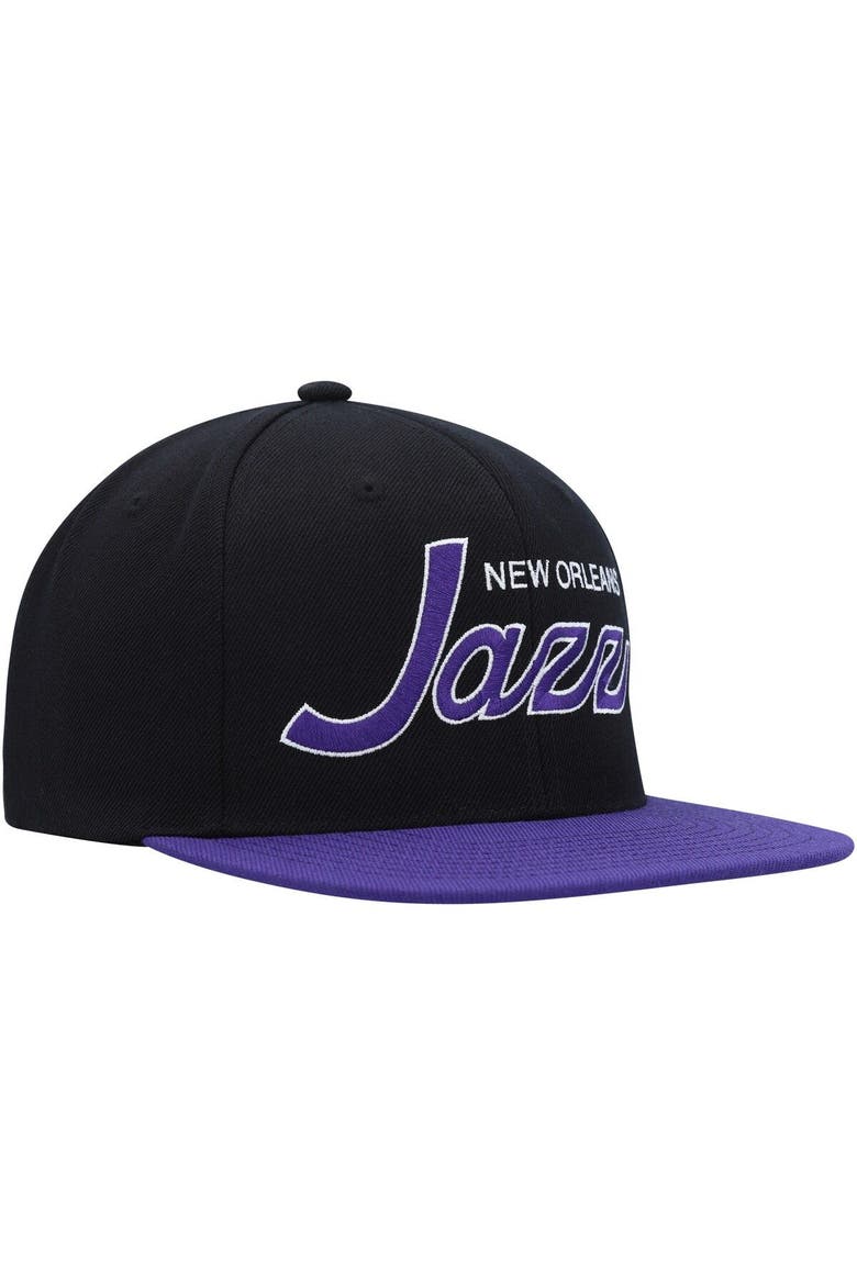 Men's Mitchell & Ness Black Utah Jazz Hardwood Classics MVP Team Script 2.0 Snapback Hat, Alternate, color, Black