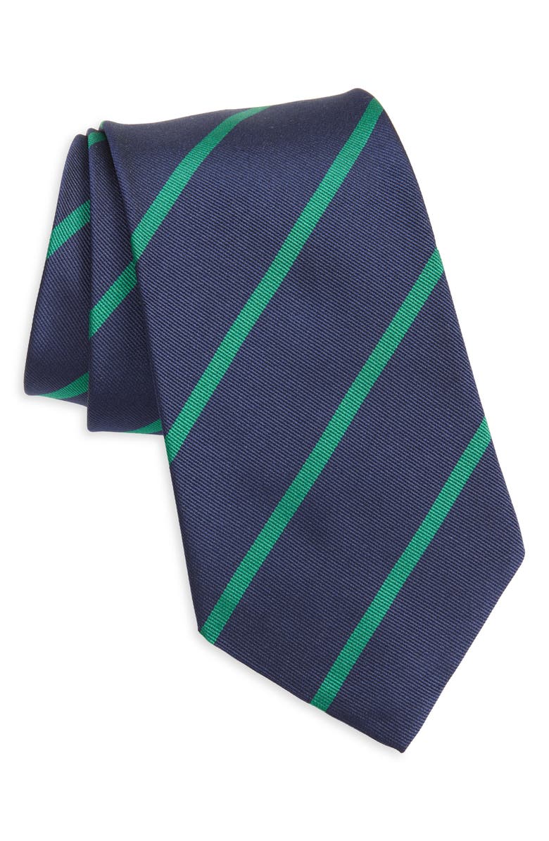 Ralph Lauren Purple Label Super Repp Stripe Silk Tie, Main, color, Navy/ Green