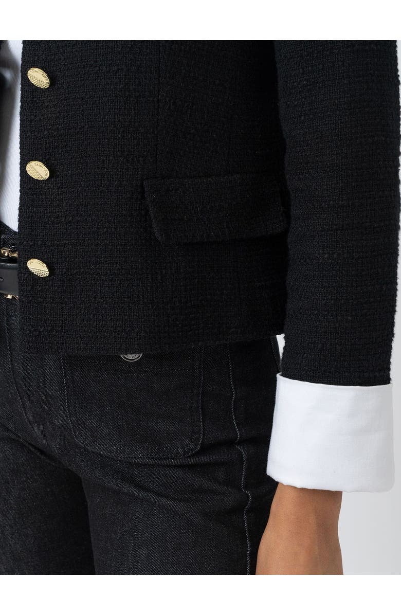 Saint + Sofia Margot V-Neck Jacket, Alternate, color, Black