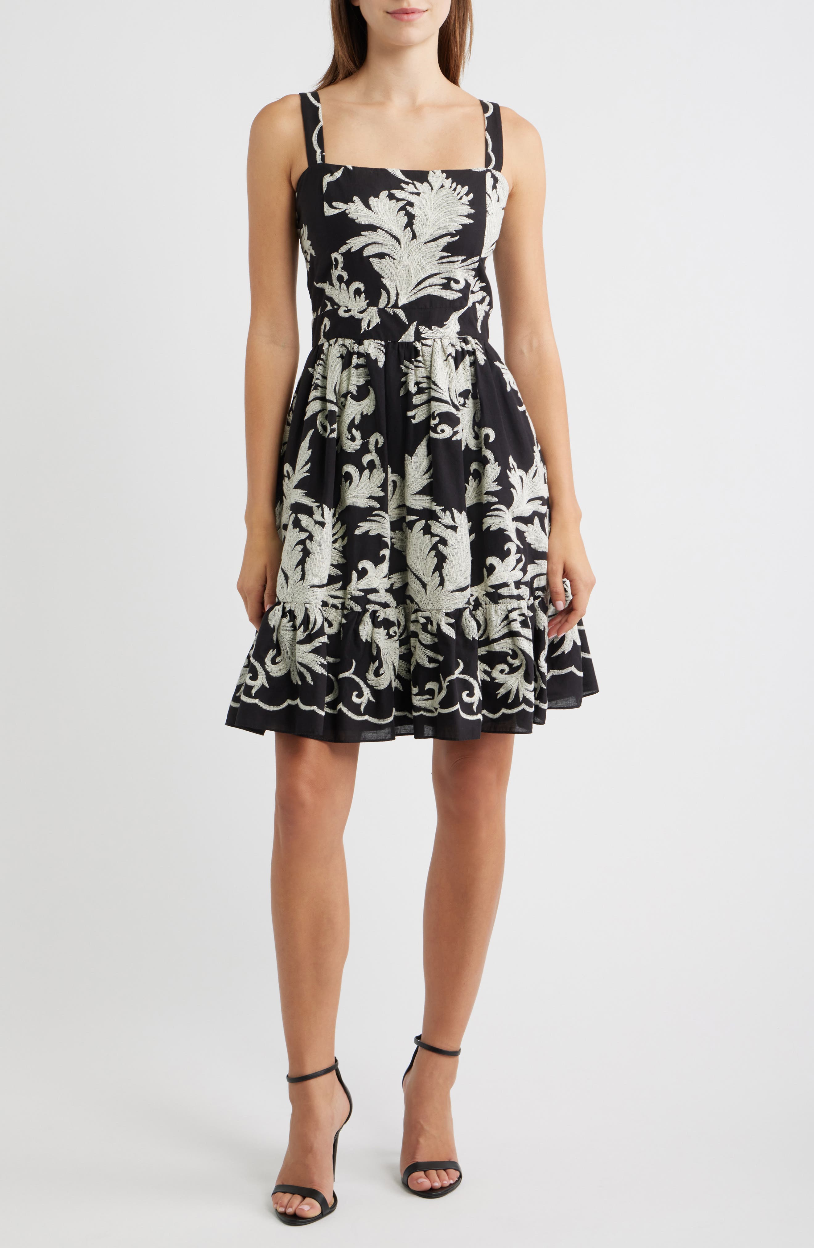 Embroidered Cotton Fit and Flare Dress (Women) | Nordstrom