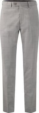 Victor Emmanuel Vince Flat Front Windowpane Check Stretch Dress Pants