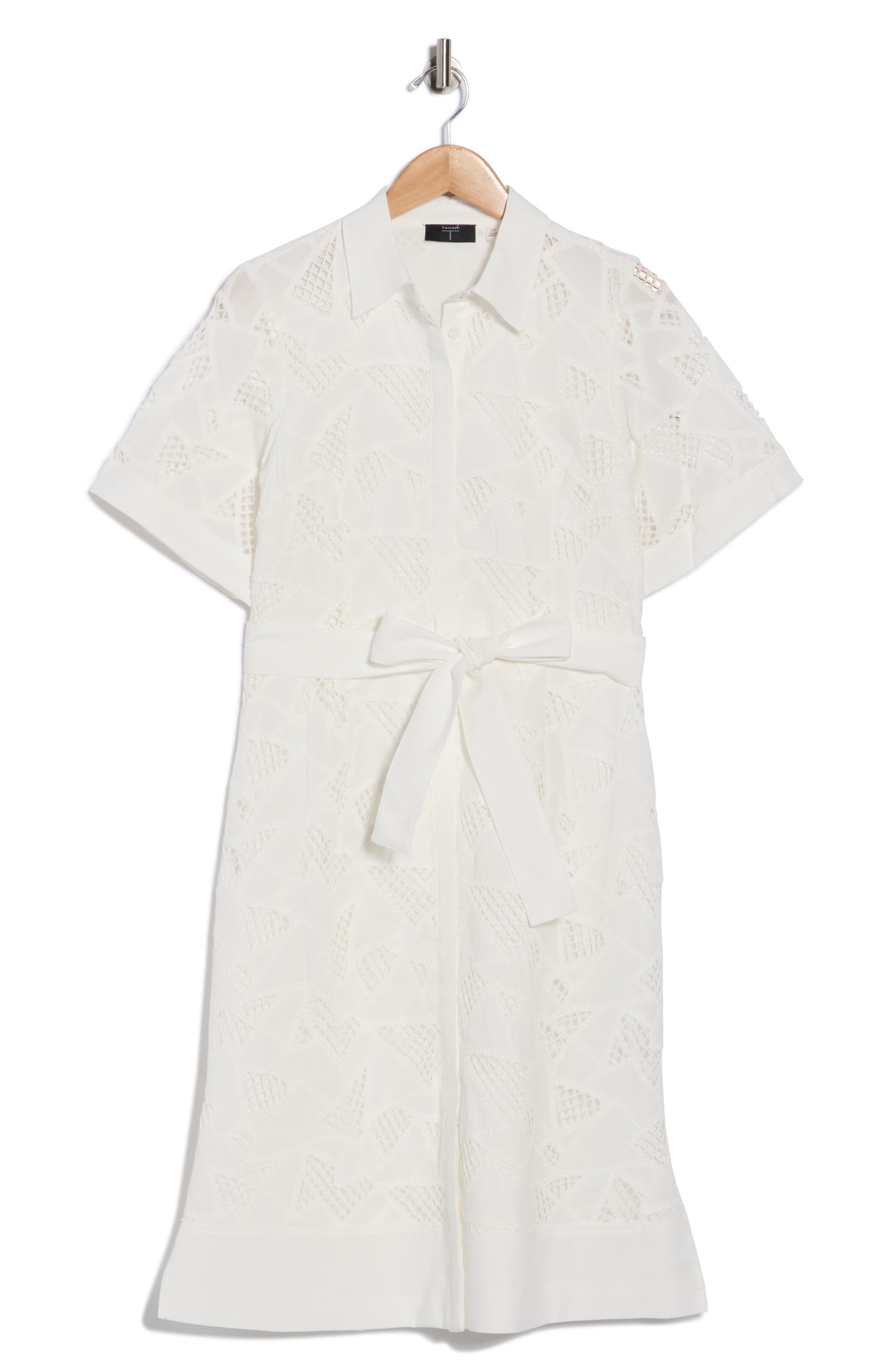 T Tahari Eyelet Cotton Shirtdress
