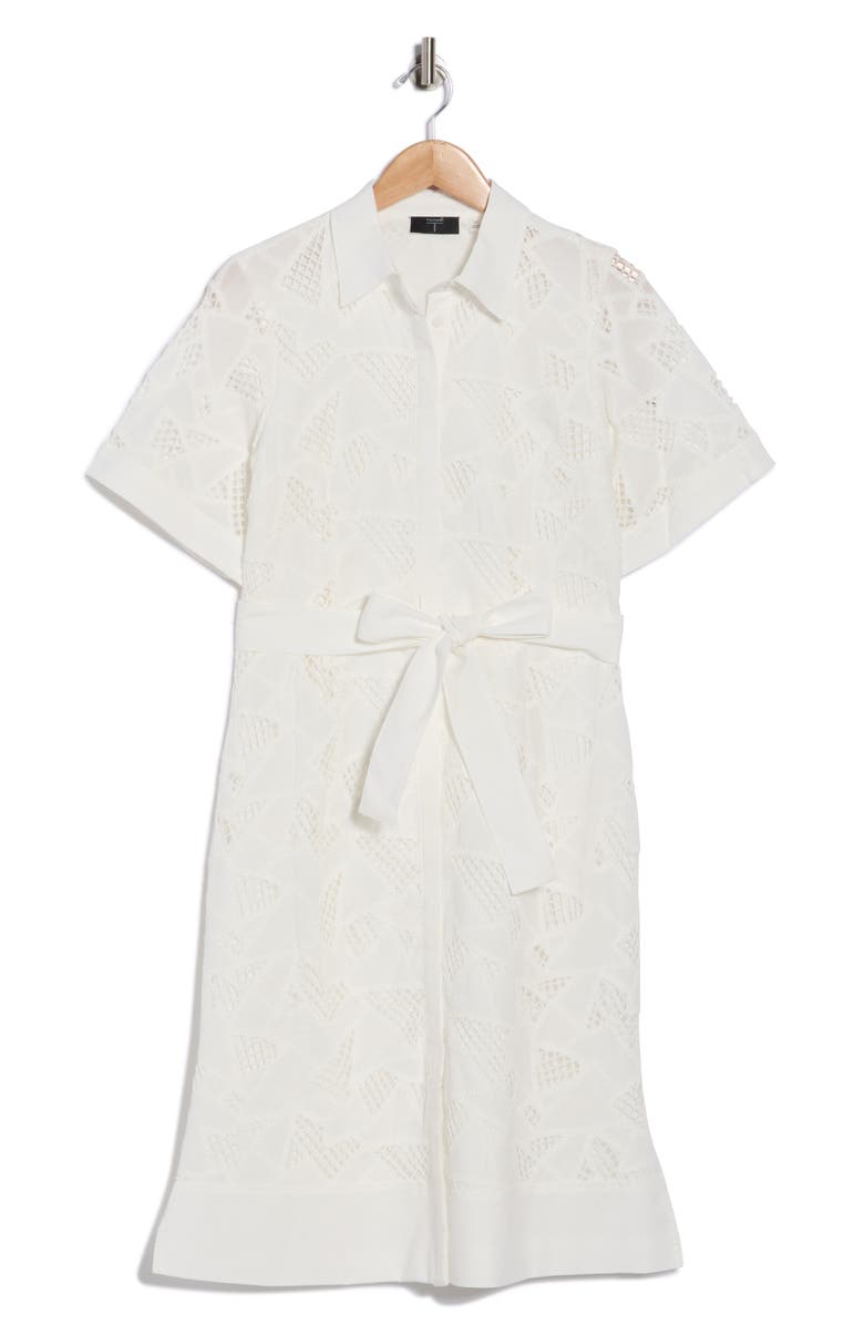 T Tahari Eyelet Cotton Shirtdress, Main, color, White Star