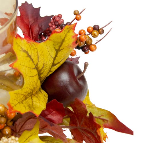 Northlight Fall Apple Glass Hurricane Pillar Candle Holder Thanksgiving Centerpiece In Multi