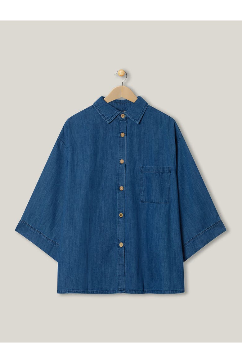The Chambray Denim Shirt, Alternate, color, mid denim