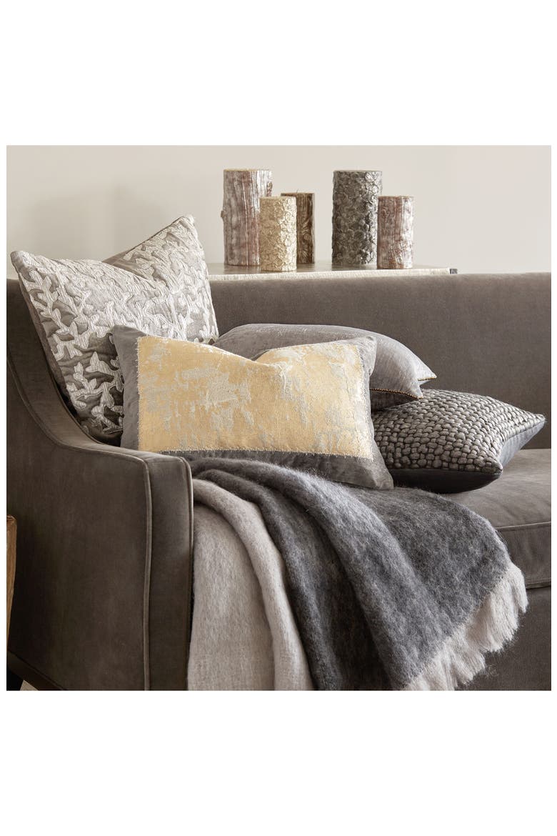 Distressed Metallic Accent Pillow, Alternate, color, GRAY